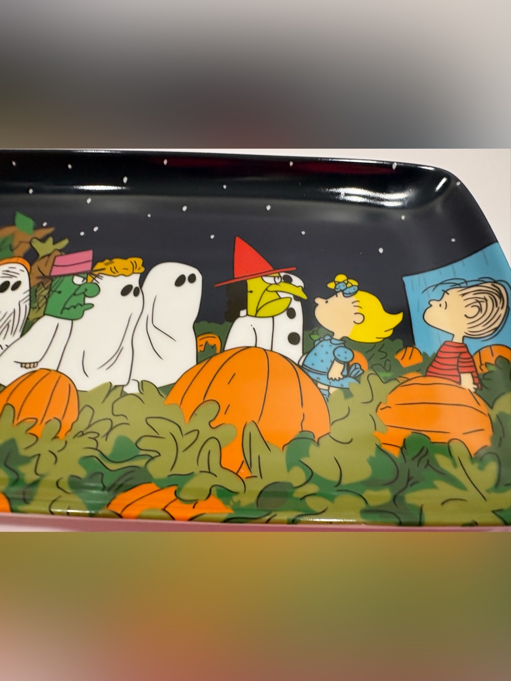 Peanuts Halloween Pumpkin Pet Feeding Tray - Black & Orange - Picture 4 of 12
